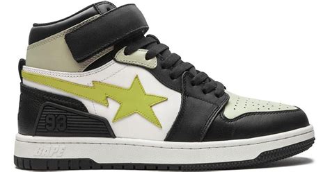 A Bathing Ape White Leather Bape Block Sta High-top Sneakers - US Size ...