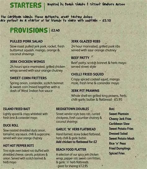 Menu at Turtle Bay Birmingham pub & bar, Birmingham