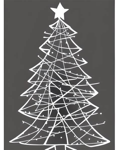 Elegant Abstract Line Drawing Sketch of a Christmas Tree · Creative Fabrica