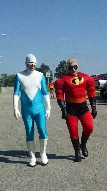 My hubby as Mr. Incredible Friend who wore our Frozone costume made by some talented designers ...