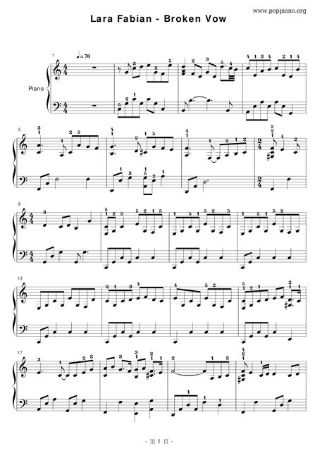 Lara Fabian-Broken Vow Sheet Music pdf, - Free Score Download ★