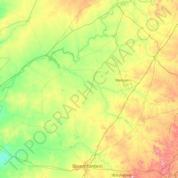 Lejweleputswa District Municipality topographic map, elevation, terrain