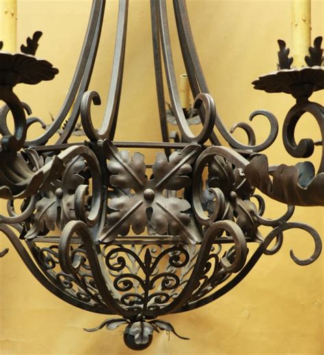 Monumental Tiffany and Co., Caldwell Style French Wrought Iron 8-Candle Chandelier For Sale at ...