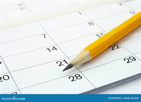 Calendar and a pencil stock image. Image of diary, business - 22834355