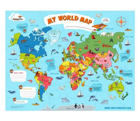 World Map poster for kids - Educational, interactive, wall map | Maps for kids, World map poster ...