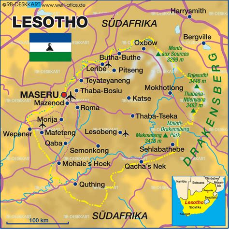 Karte von Lesotho (Land / Staat) | Welt-Atlas.de