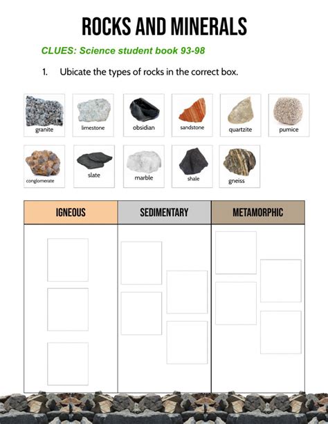 Worksheets Rocks And Minerals