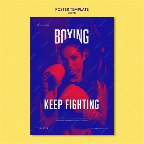 Free PSD | Boxing female athlete poster template