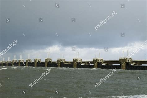 Closed Storm Surge Barrier Oosterscheldekering Eastern Editorial Stock Photo - Stock Image ...