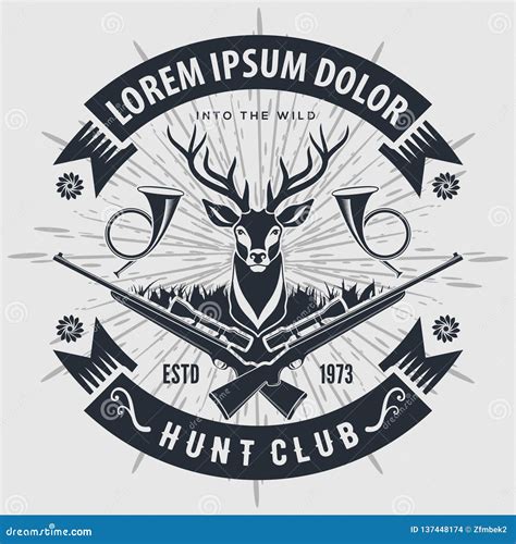 Vintage Style Hunt Club Logo with Hunting Rifles. Stock Vector - Illustration of vintage, hunter ...