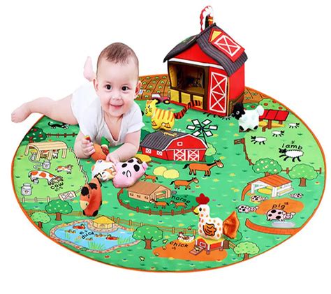 Baby Toddler Toys Play Mat Rattles Toy Multifunction Animal Farm Play Rug Carpet Children ...