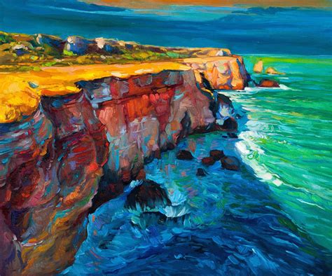 Ocean Cliffs Oil Painting Sailcloth Print | Landscape paintings, Modern ...