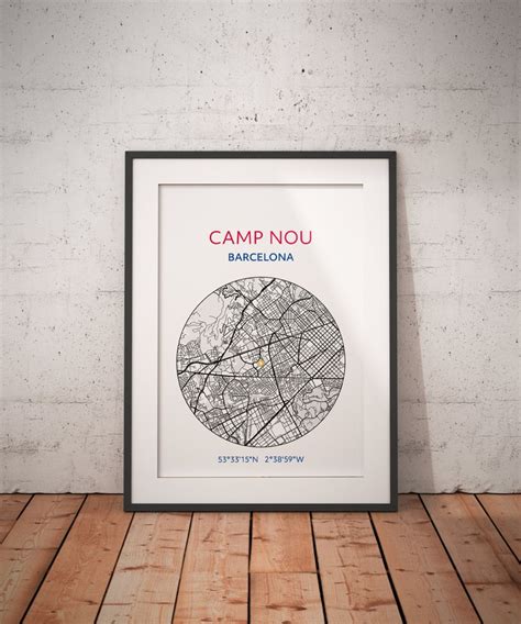 Barcelona: Camp Nou Map Print | Etsy