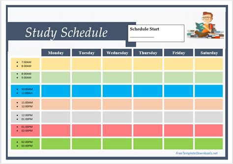 Study Schedule Template Google Sheets Free