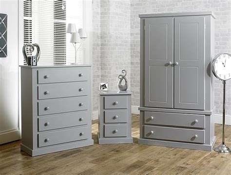 EFURNISH Ready Assembled 3 Piece Grey Bedroom Set - Not Flatpack: Amazon.co.uk: Kitchen & Home