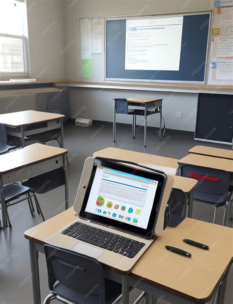 Premium Photo | Classroom with tablets or laptops showing the integration of technology in education