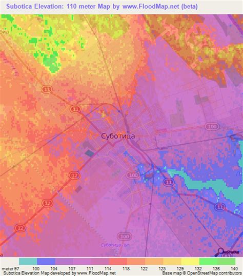 Elevation of Subotica,Serbia Elevation Map, Topography, Contour