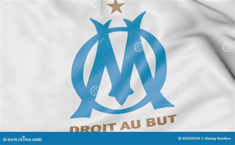 Close-up of Waving Flag with Olympique De Marseille Football Club Logo ...