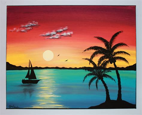 Image result for mini canvas painting ideas | Sunset painting, Easy ...