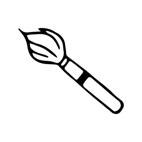 Hand drawn doodle paintbrush. Vector black and white brush. Drawing material. Outline. 8902030 ...