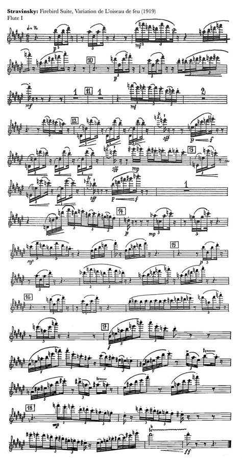Flute: Stravinsky: Firebird Suite (1919), Firebird Variation – Orchestra Excerpts