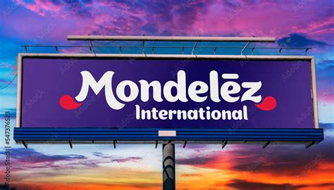 Advertisement billboard displaying logo of Mondelez Internat. ภาพถ่าย ...