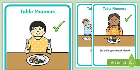 Table Manners Rules Display Posters (teacher made) - Twinkl