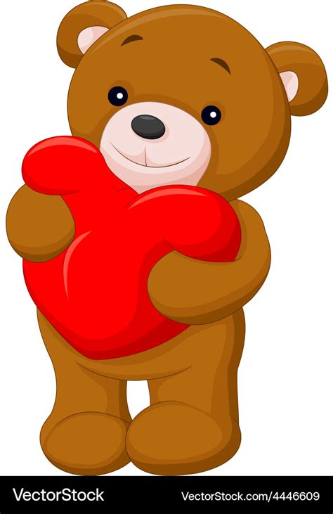 Cute teddy bear holding heart Royalty Free Vector Image