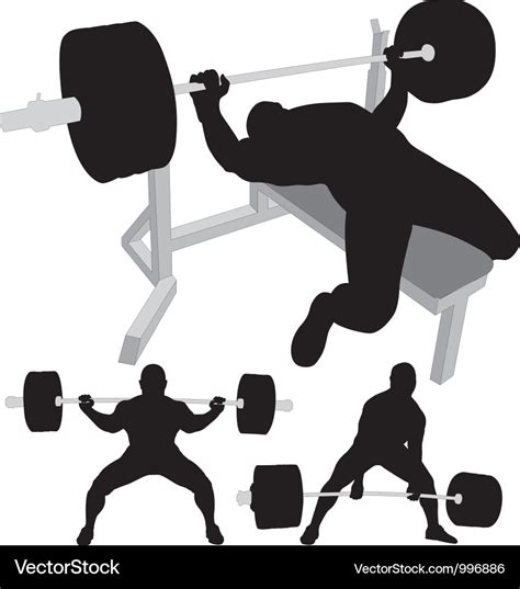 Powerlifting bench press squat deadlift Royalty Free Vector