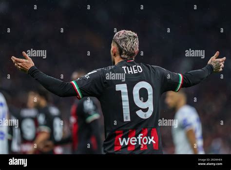 Theo Hernandez of AC Milan reacts during Serie A 2022/23 football match ...