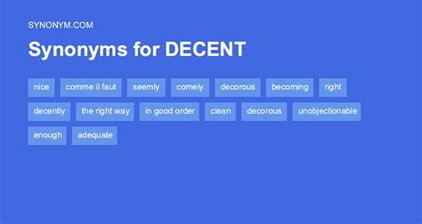 Another word for DECENT > Synonyms & Antonyms