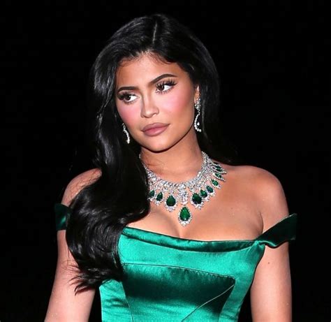 Kylie Jenner in Green Satin Dress-07 | GotCeleb