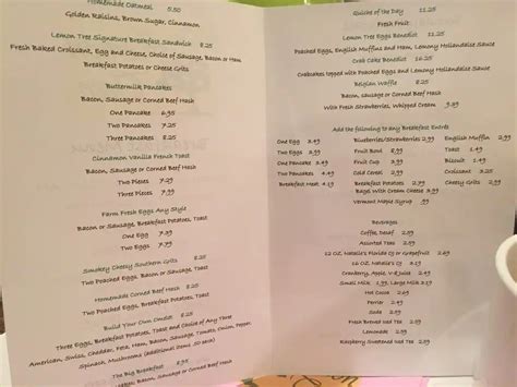 Menu at Lemon Tree restaurant, Vero Beach