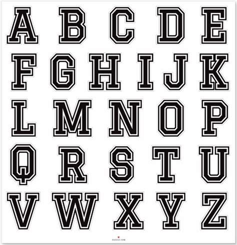 Letters A-Z alphabet black college sports font Sticker | Zazzle | Lettering fonts, Lettering ...