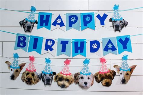 dog birthday banner - dog birthday - dog photo banner - face banner ...