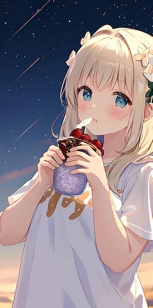 Premium Photo | An anime girl with white blonde hair and blue eyes