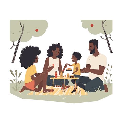 Premium Vector | Black family picnic 4