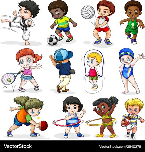 Kids engaging in different sports activities Vector Image