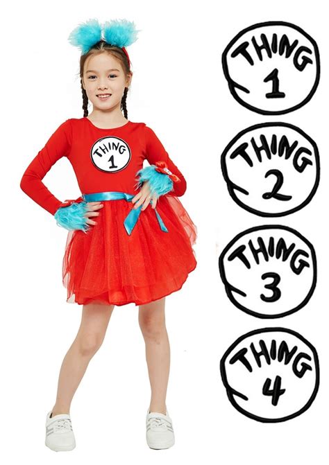 Girls Dr Seuss Cat In The Hat Costume set Book week Thing 1 thing 2 ...