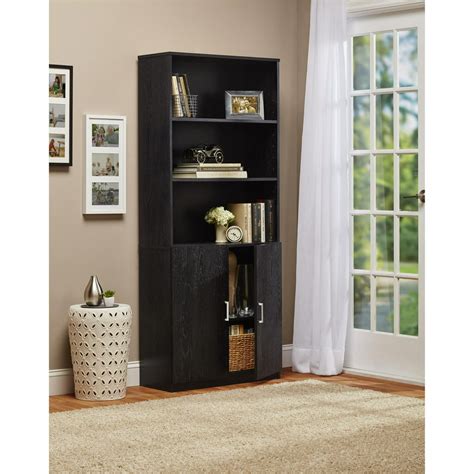 Ameriwood Home 3-Shelf Bookcase with Doors - Black Ebony Ash - Walmart ...