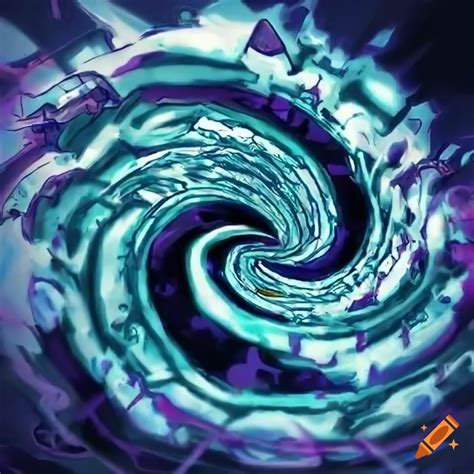 Yugioh artwork style of a whirlpool on Craiyon