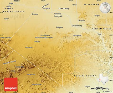 Physical Map of Pecos County