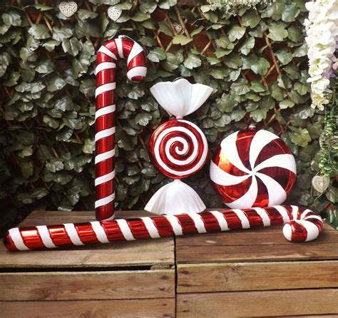 Giant Red & White Glitter Candy Cane or Sweet Christmas Tree Display ...