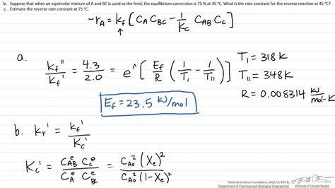 Activation Energy and Rate Constant for a Reversible Reaction (Review) - YouTube