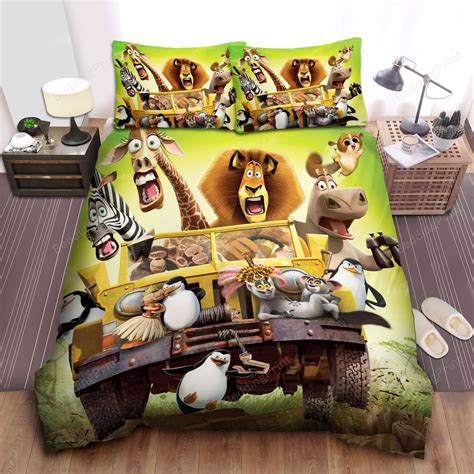 Madagascar 2 Characters In A Jeep Car Bed Sheets Duvet Cover Bedding ...