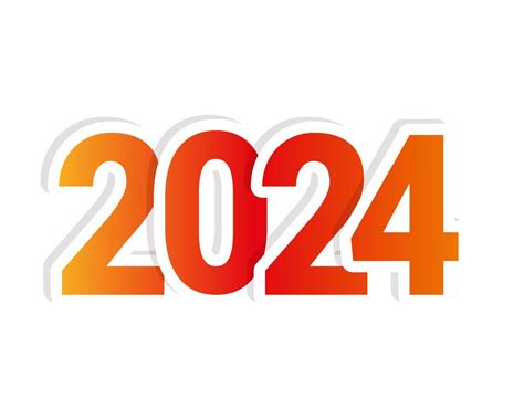 2024 number on white background, sticker, red-orange gradient. 19154541 Vector Art at Vecteezy