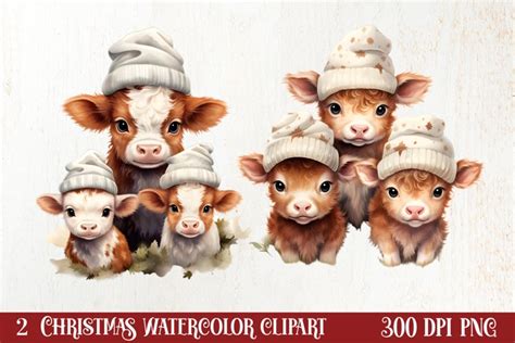 Christmas Farm Animals Clipart Bundle, Christmas Farm Animal