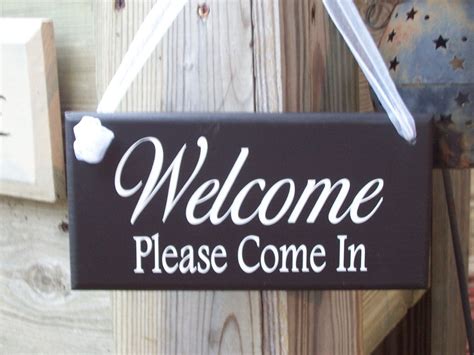 Welcome Please Come in Wood Sign Vinyl Entryway Office Sign - Etsy | Vinyl signs, Business signs ...