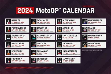 Grand Prix Motogp 2024 Calendrier - Jesse Lucilia