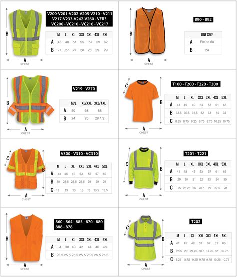 Vest Size Chart: A Visual Reference of Charts | Chart Master